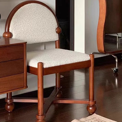 Traditional Vintage Velvet Solid Wood Half-Round Square Dining Chair With Backrest For Dining Room