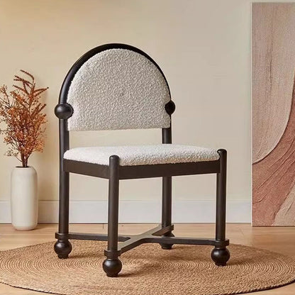 Traditional Vintage Velvet Solid Wood Half-Round Square Dining Chair With Backrest For Dining Room