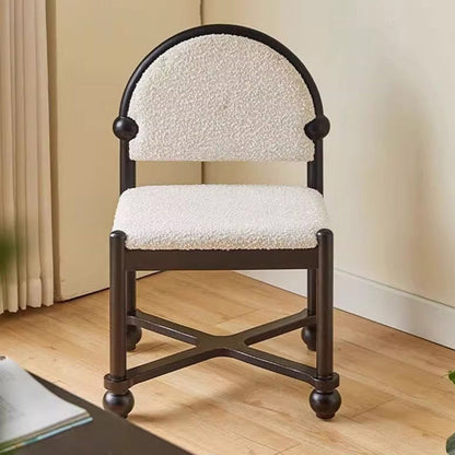 Traditional Vintage Velvet Solid Wood Half-Round Square Dining Chair With Backrest For Dining Room