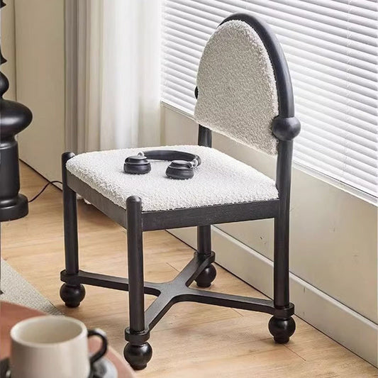 Traditional Vintage Velvet Solid Wood Half-Round Square Dining Chair With Backrest For Dining Room