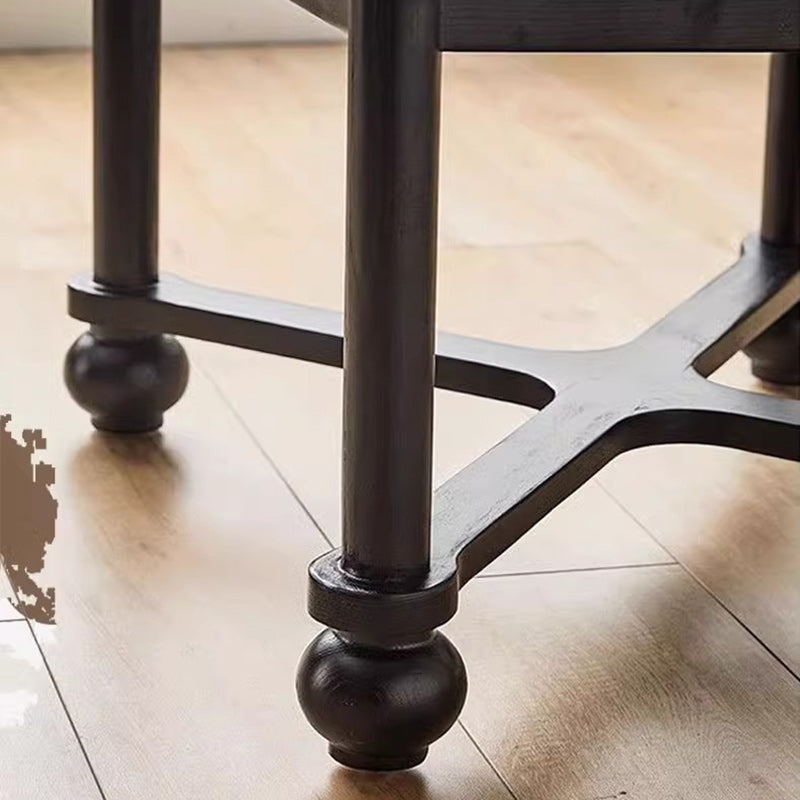 Traditional Vintage Velvet Solid Wood Half-Round Square Dining Chair With Backrest For Dining Room