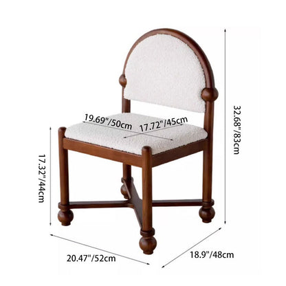 Traditional Vintage Velvet Solid Wood Half-Round Square Dining Chair With Backrest For Dining Room