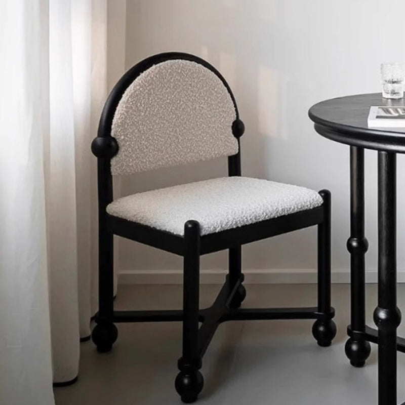 Traditional Vintage Velvet Solid Wood Half-Round Square Dining Chair With Backrest For Dining Room