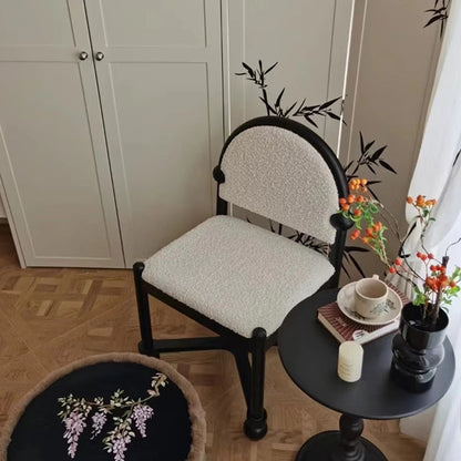 Traditional Vintage Velvet Solid Wood Half-Round Square Dining Chair With Backrest For Dining Room