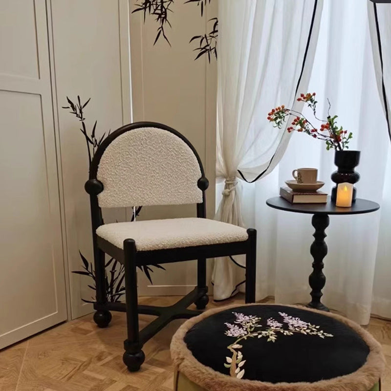 Traditional Vintage Velvet Solid Wood Half-Round Square Dining Chair With Backrest For Dining Room