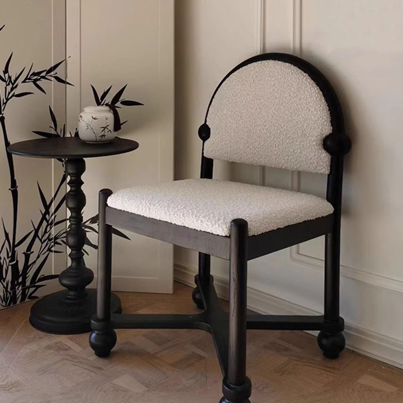 Traditional Vintage Velvet Solid Wood Half-Round Square Dining Chair With Backrest For Dining Room