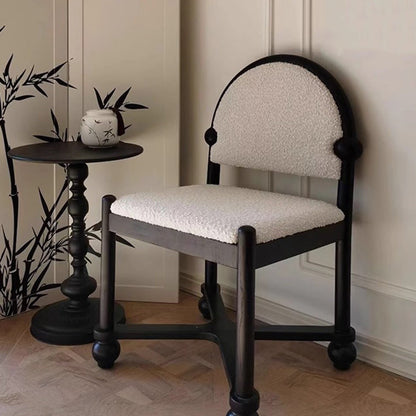 Traditional Vintage Velvet Solid Wood Half-Round Square Dining Chair With Backrest For Dining Room