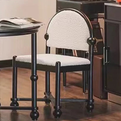 Traditional Vintage Velvet Solid Wood Half-Round Square Dining Chair With Backrest For Dining Room