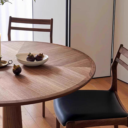 Traditional Chinese PU Leather Solid Wood Curved Square Dining Chair With Backrest For Dining Room