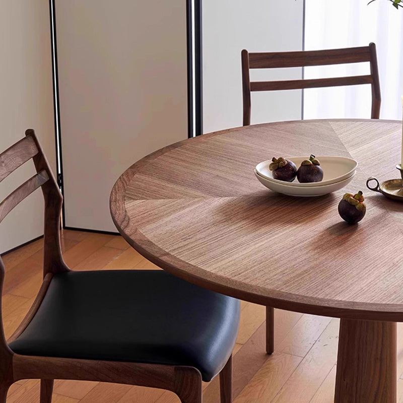 Traditional Chinese PU Leather Solid Wood Curved Square Dining Chair With Backrest For Dining Room