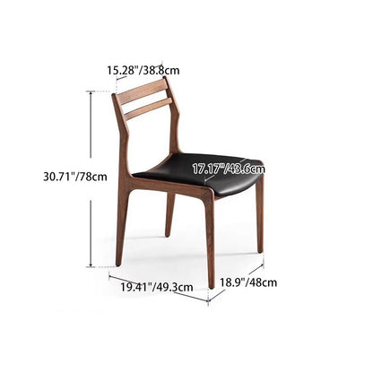 Traditional Chinese PU Leather Solid Wood Curved Square Dining Chair With Backrest For Dining Room