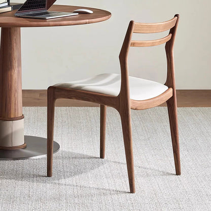 Traditional Chinese PU Leather Solid Wood Curved Square Dining Chair With Backrest For Dining Room