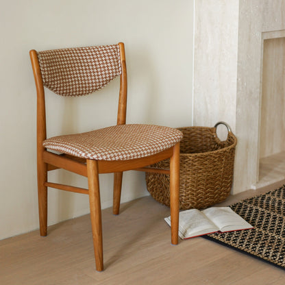 Traditional Vintage Ash Wood Multi-Ply Fabric Curved Dining Chair With Backrest For Dining Room