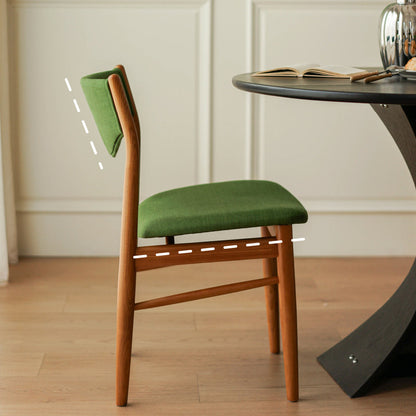 Traditional Vintage Ash Wood Multi-Ply Fabric Curved Dining Chair With Backrest For Dining Room