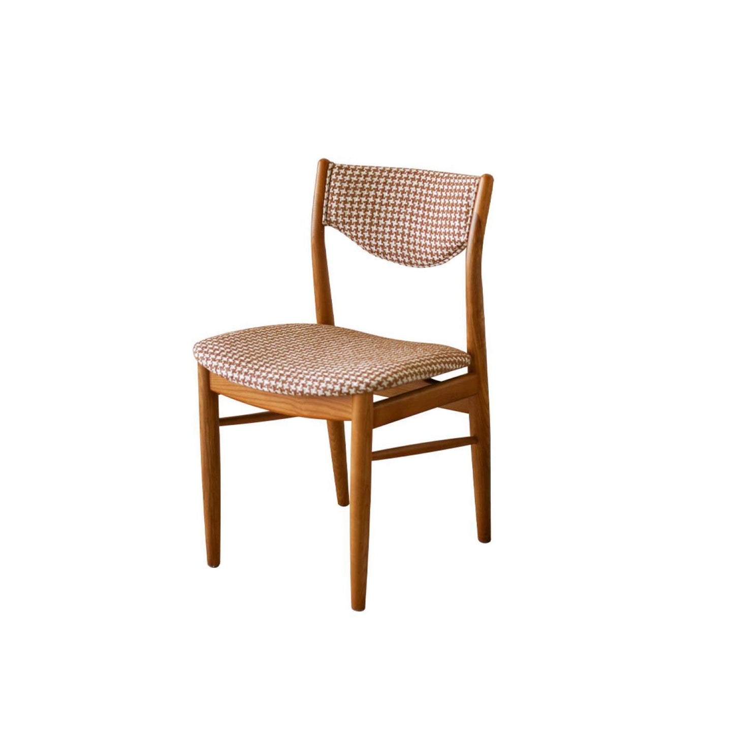 Traditional Vintage Ash Wood Multi-Ply Fabric Curved Dining Chair With Backrest For Dining Room