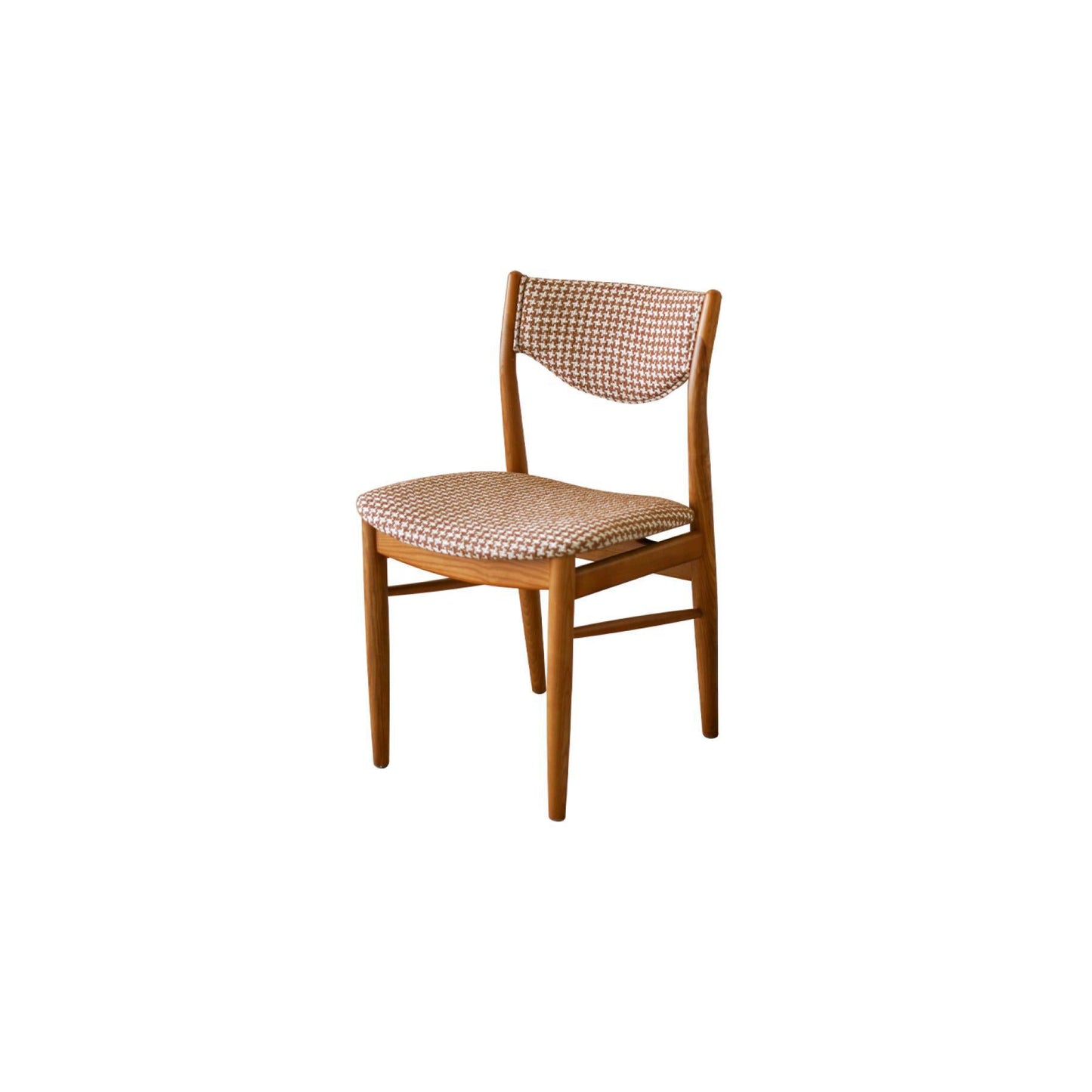 Traditional Vintage Ash Wood Multi-Ply Fabric Curved Dining Chair With Backrest For Dining Room