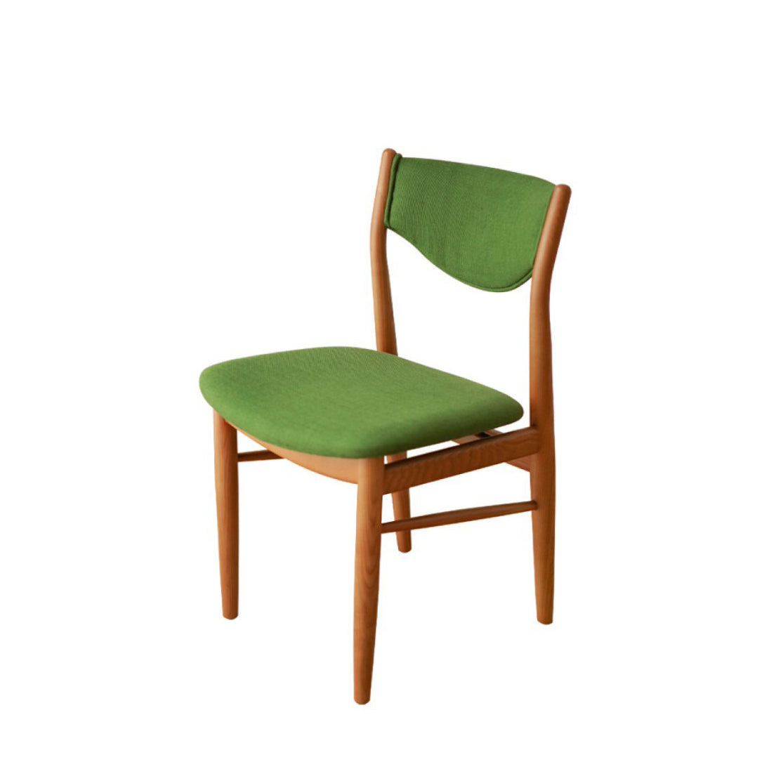 Traditional Vintage Ash Wood Multi-Ply Fabric Curved Dining Chair With Backrest For Dining Room