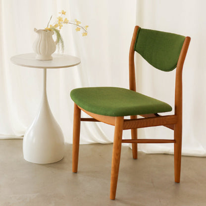 Traditional Vintage Ash Wood Multi-Ply Fabric Curved Dining Chair With Backrest For Dining Room