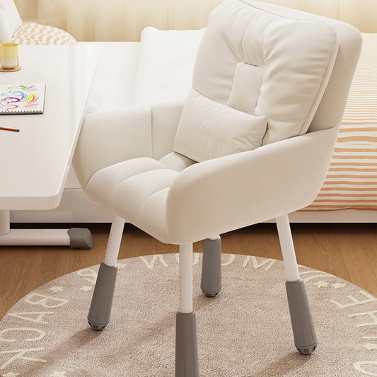 Modern Minimalist Velvet Metal Rectangular Square Vanity Chair With Backrest & Armrest For Bedroom
