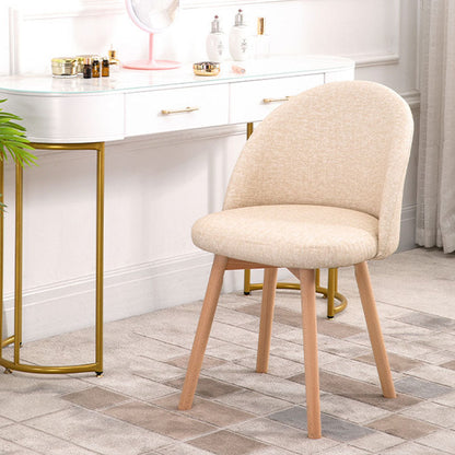 Contemporary Scandinavian Solid Wood Linen Curved Rounded Dining Chair With Backrest For Dining Room