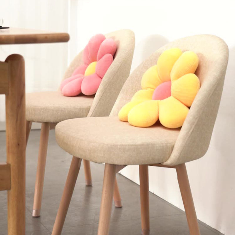 Contemporary Scandinavian Solid Wood Linen Curved Rounded Dining Chair With Backrest For Dining Room