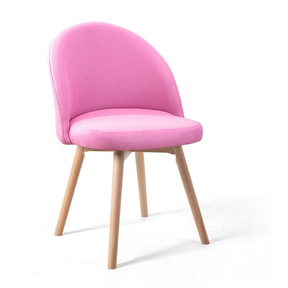 Contemporary Scandinavian Solid Wood Linen Curved Rounded Dining Chair With Backrest For Dining Room