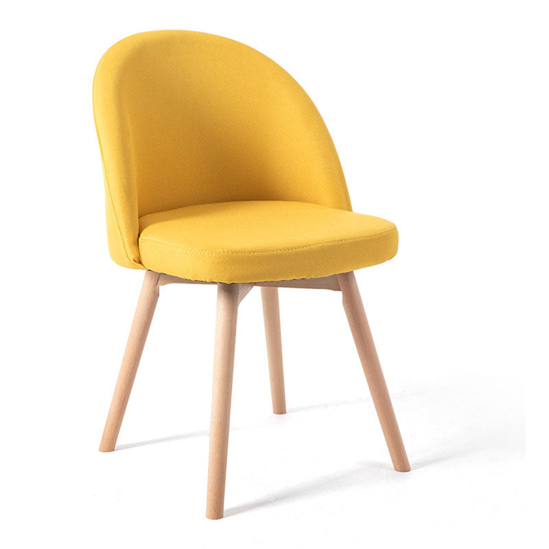 Contemporary Scandinavian Solid Wood Linen Curved Rounded Dining Chair With Backrest For Dining Room
