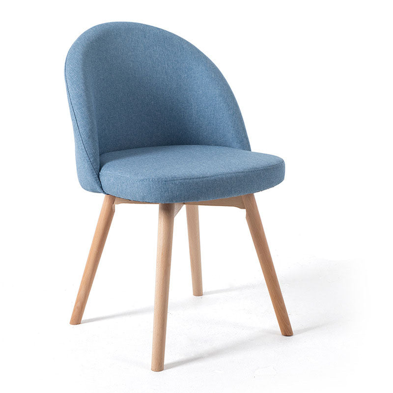 Contemporary Scandinavian Solid Wood Linen Curved Rounded Dining Chair With Backrest For Dining Room