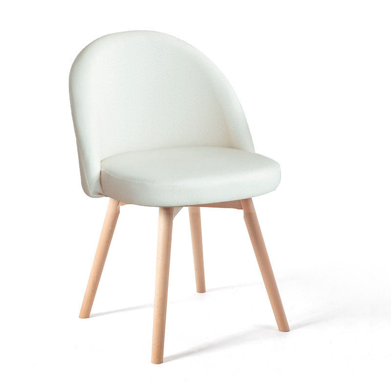 Contemporary Scandinavian Solid Wood Linen Curved Rounded Dining Chair With Backrest For Dining Room