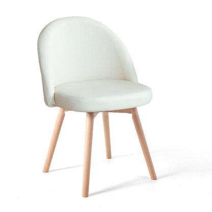 Contemporary Scandinavian Solid Wood Linen Curved Rounded Dining Chair With Backrest For Dining Room