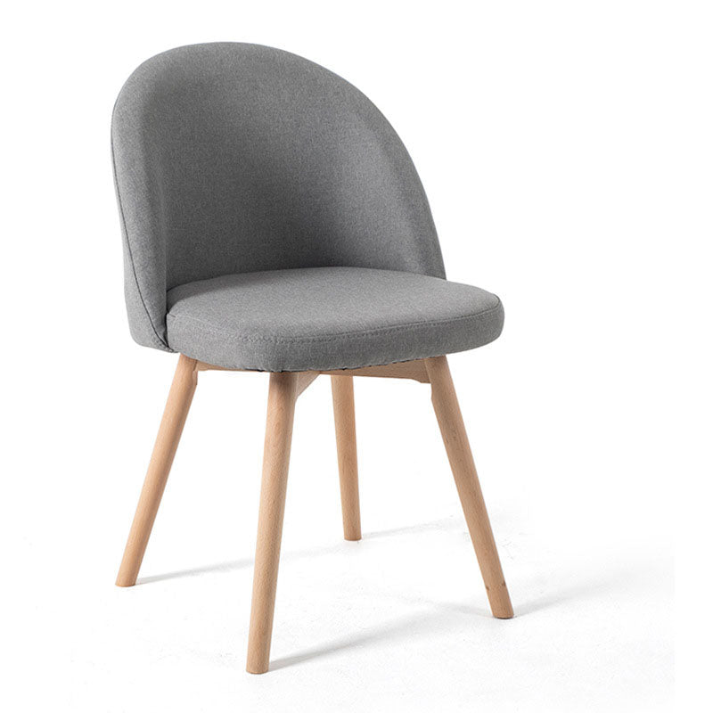 Contemporary Scandinavian Solid Wood Linen Curved Rounded Dining Chair With Backrest For Dining Room