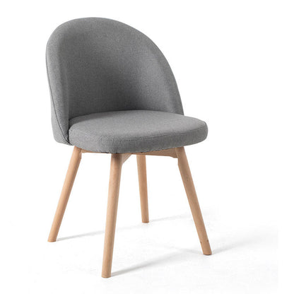 Contemporary Scandinavian Solid Wood Linen Curved Rounded Dining Chair With Backrest For Dining Room