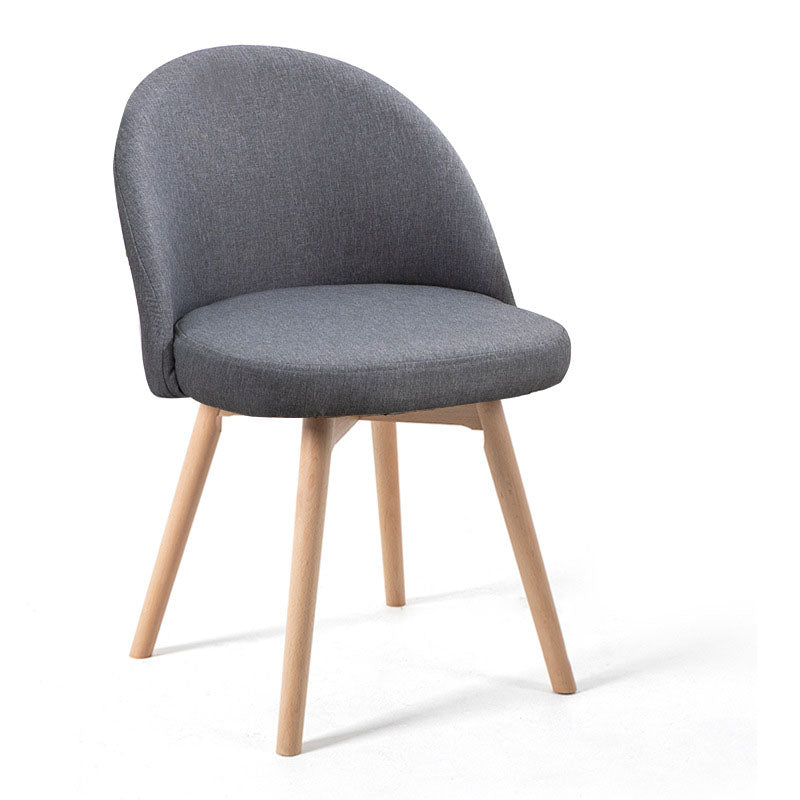 Contemporary Scandinavian Solid Wood Linen Curved Rounded Dining Chair With Backrest For Dining Room