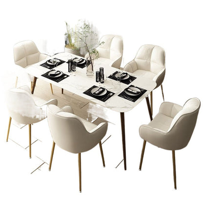 Contemporary Scandinavian Velvet Carbon Steel Grid Trapezoid Vanity Chair With Backrest & Armrests For Bedroom