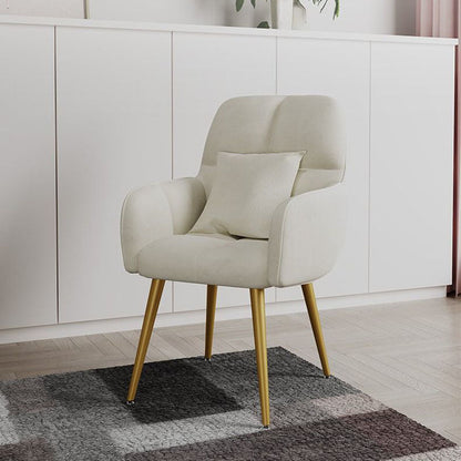 Contemporary Scandinavian Velvet Carbon Steel Grid Trapezoid Vanity Chair With Backrest & Armrests For Bedroom