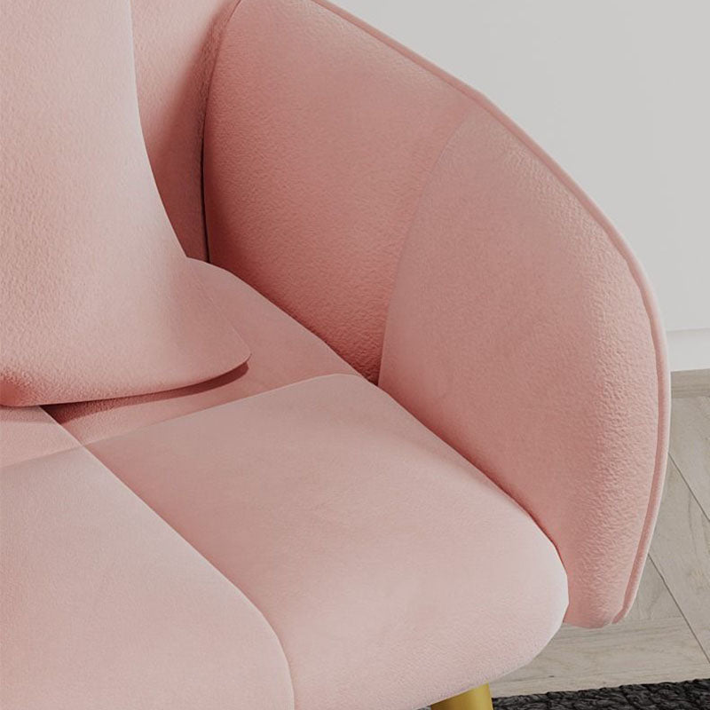 Contemporary Scandinavian Velvet Carbon Steel Grid Trapezoid Vanity Chair With Backrest & Armrests For Bedroom