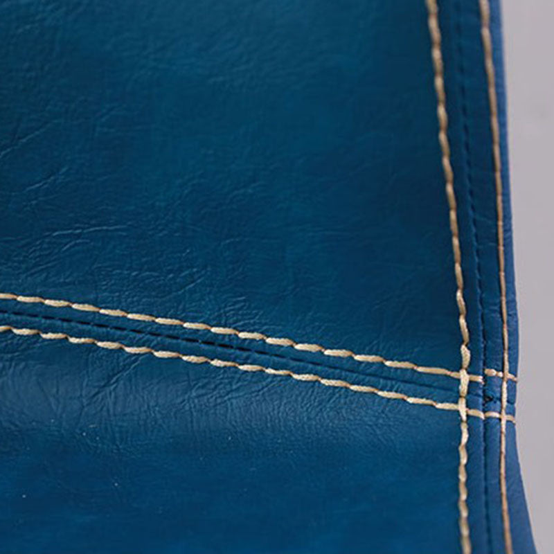 Contemporary Scandinavian PU Leather Solid Wood Curved Square Bar Stool With Backrest For Dining Room