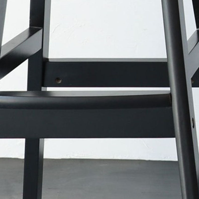 Contemporary Scandinavian PU Leather Solid Wood Curved Square Bar Stool With Backrest For Dining Room