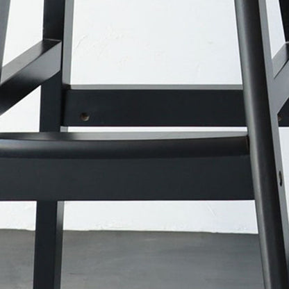 Contemporary Scandinavian PU Leather Solid Wood Curved Square Bar Stool With Backrest For Dining Room