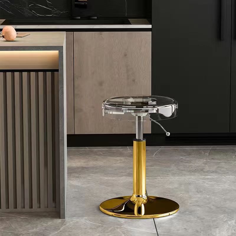 Modern Luxury Acrylic Carbon Steel Round Bar Stool For Dining Room