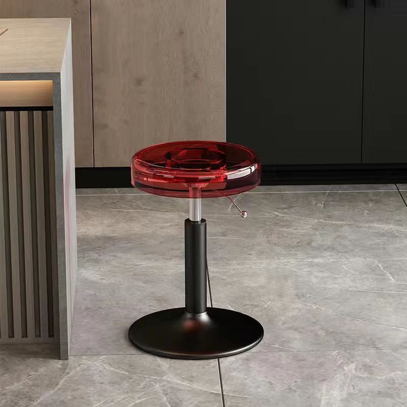 Modern Luxury Acrylic Carbon Steel Round Bar Stool For Dining Room
