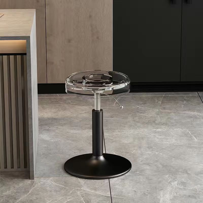 Modern Luxury Acrylic Carbon Steel Round Bar Stool For Dining Room