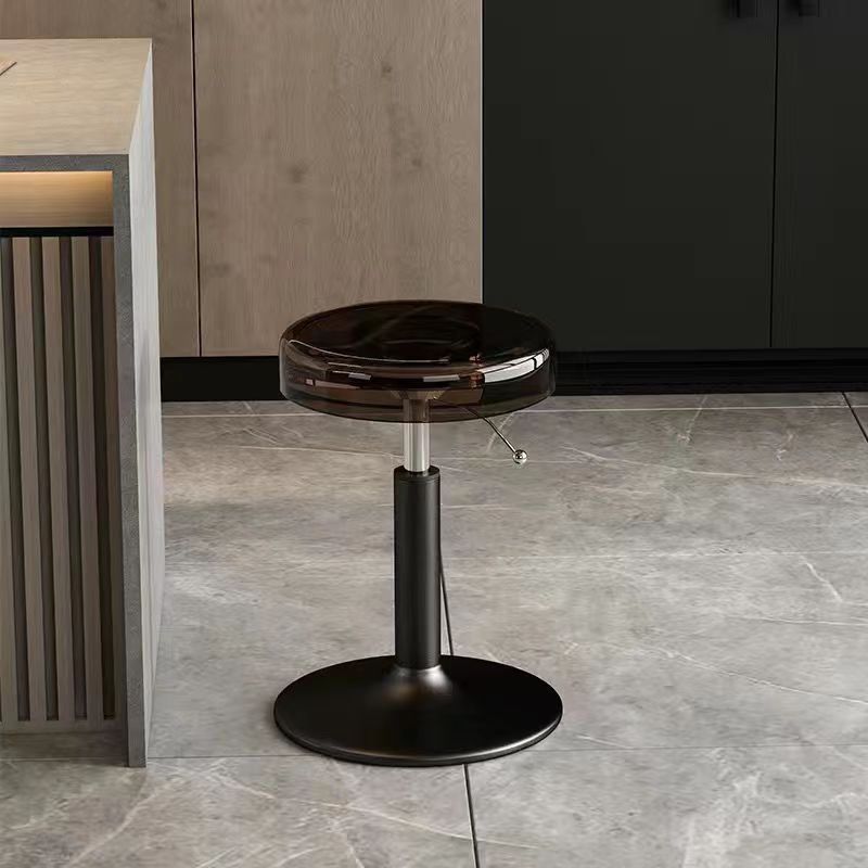 Modern Luxury Acrylic Carbon Steel Round Bar Stool For Dining Room