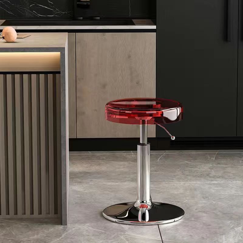 Modern Luxury Acrylic Carbon Steel Round Bar Stool For Dining Room