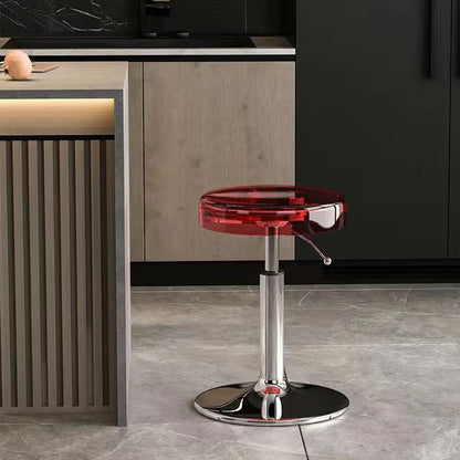 Modern Luxury Acrylic Carbon Steel Round Bar Stool For Dining Room