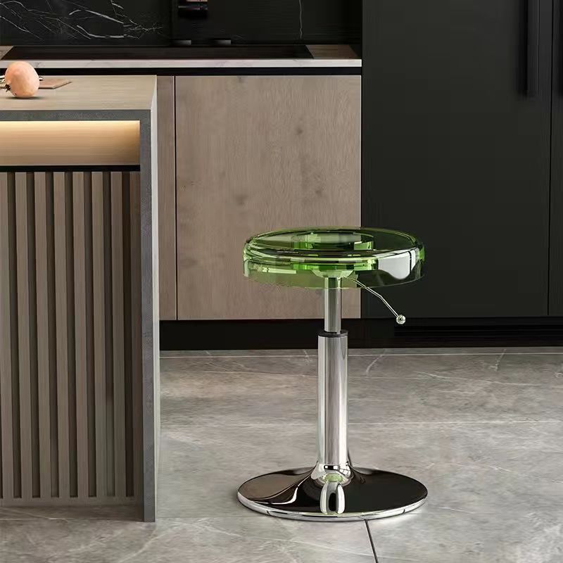 Modern Luxury Acrylic Carbon Steel Round Bar Stool For Dining Room