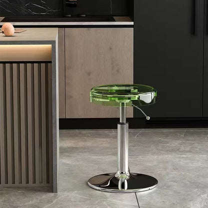 Modern Luxury Acrylic Carbon Steel Round Bar Stool For Dining Room