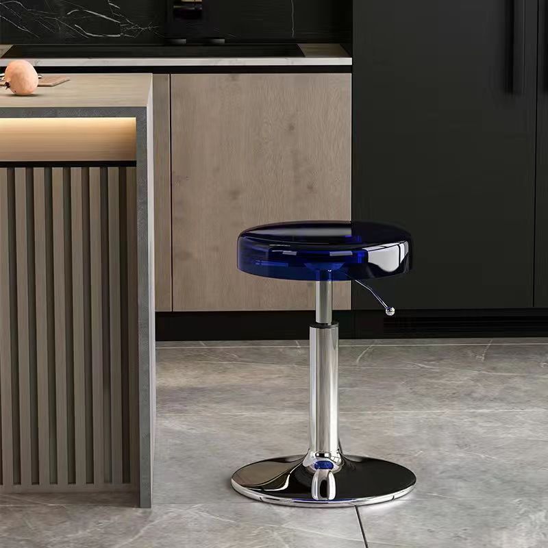 Modern Luxury Acrylic Carbon Steel Round Bar Stool For Dining Room