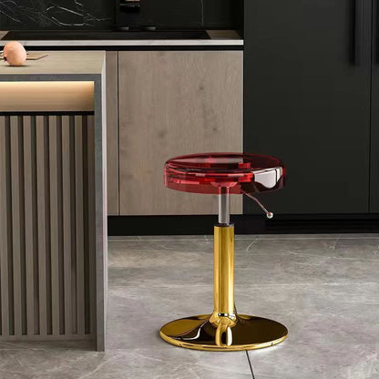 Modern Luxury Acrylic Carbon Steel Round Bar Stool For Dining Room