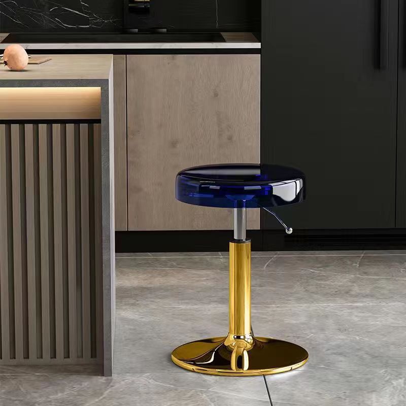 Modern Luxury Acrylic Carbon Steel Round Bar Stool For Dining Room